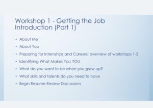 Workshop 1 Getting the Job Part 1 Slide